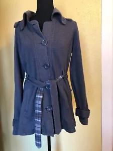 Self Esteem Women Jacket Gray Belted Single Breasted Size L - Picture 1 of 12