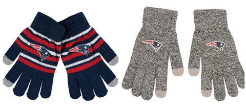 New England Patriots NFL Adult FOCO Navy Stripe or Gray Knit Texting Tips Gloves Cover