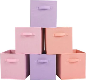 Foldable Fabric Storage Bins 6 Pack with Handles for Home, Closet, Toys - Picture 1 of 9