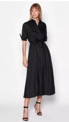 Vintage Shirt Dress Size Small Belted Midi Short Sleeve 90s Blue Y2K Fall Mom - Image 1 of 4