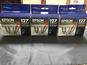 3 Epson printer cartridges #127 XL black