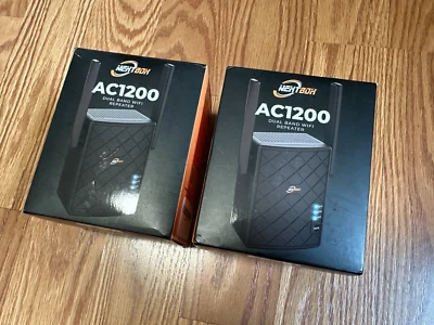 TWO 2 x Next Box AC1200 Dual Band WiFi Repeater with Access Ethernet Port Black - Image 1 of 4