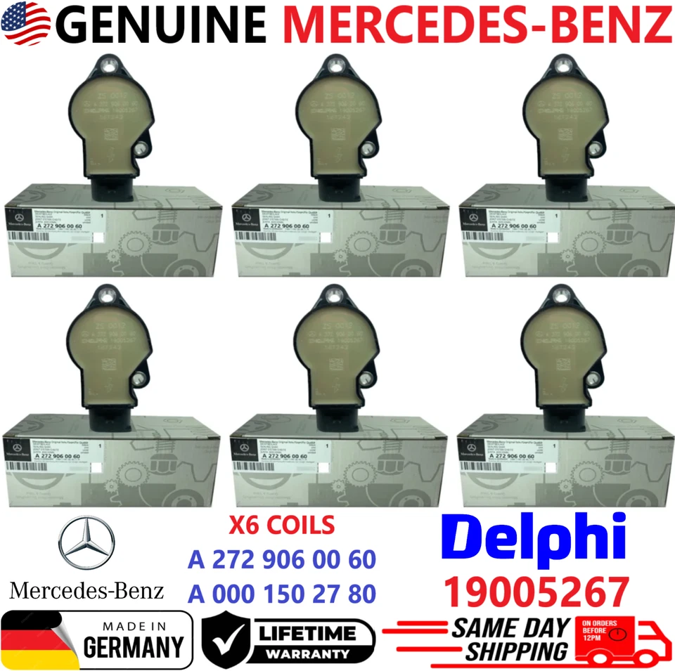 NEW OEM GENUINE x6 Ignition Coils For 2005-2014 Mercedes-Benz V6 V8, A0001502780 - Image 1 of 4