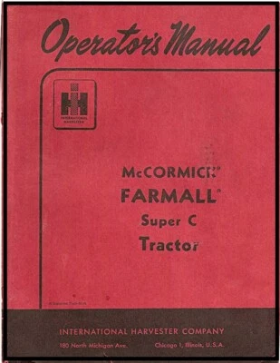 Manual del propietario del operador de cosechadora para Farmall Super C McCormick International Foto 1 de 4
