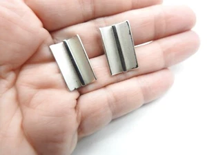 Pat. 2.974.3841 Rechteckige Manschettenknöpfe Silberfarben Metall Modernist - Bild 1 von 6