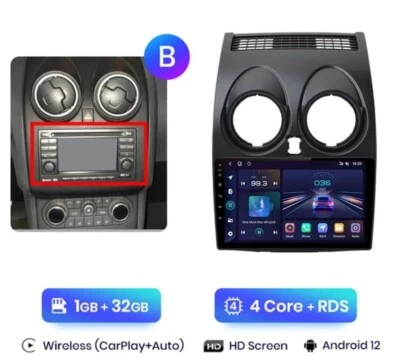 RADIO 2 DIN ANDROID PER NISSAN QASHQAI J10 NAVI  BLUETOOTH 1/32 CARPLAY CAMERA  - Immagine 1 di 4