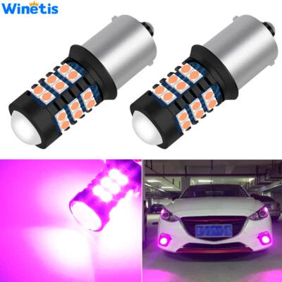 1156 BA15S 382 P21W Pink/Purple LED Backup Reverse Brake Turn Signal Light Bulbs - Image 1 of 4