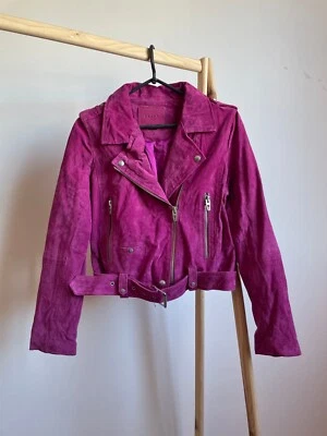 Blank NYC Womens Crimson Suede Leather Biker Jacket Size M - Image 1 of 4