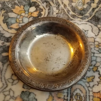 复古 Reed & Barton 镀银经典玫瑰设计碗盘 未拆封 — 第 1/2 张图片