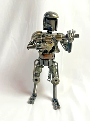 Estatuilla única de Boba Fett de Star Wars hecha a mano estatua de chatarra de 9" Foto 1 de 4