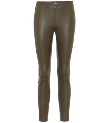 Nuevo Vince Mujer Cuero Cordero Delgado Tobillo Cremallera Legging Pantalones Caqui Marrón Talla XS Foto 1 de 4