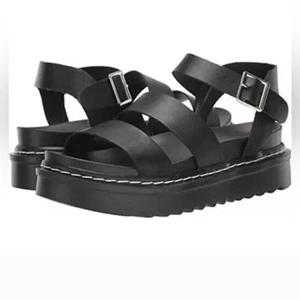 Madden Girl Donova klobige schwarze Damen-Plateausandalen Kunstleder 7M Riemchen - Bild 1 von 9