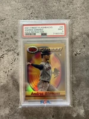 2021 Finest Flashbacks Gold Refractor Andres Gimenez #85 PSA 9 Rookie Low Pop - Image 1 of 2