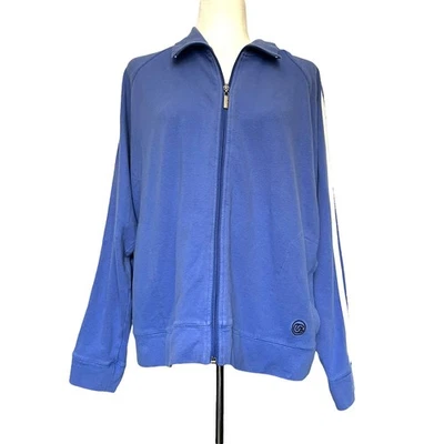 Винтажный Y2K Cassini трек молнии женская куртка Sz XL ретро Streetwear Athleisure полоски - Изображение 1 из 4