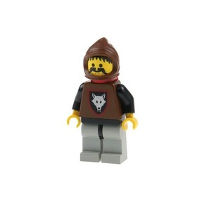 1X Lego Minifigure Wolfpack Robber Brown Gray Moustache Hood Cape 6105 CAS252