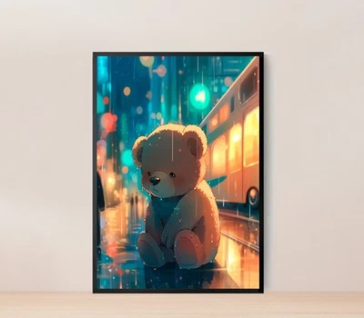 Rainy Day Mood Cartoon Style Poster Premium Quality Choose your Size - Image 1 of 2