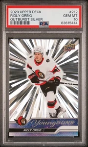 2023-24 Upper Deck Young Guns Outburst Ridly Greig #212 PSA 10 - Picture 1 of 2