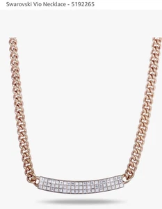 Swarovski Women's Necklace Vio Crystals Pave with Rose Gold Plated Chain 5192265 - Picture 1 of 12