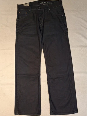 Pantalones de mezclilla rectos Ted Baker para hombre azul lavado oscuro docena de botones W34 L32 Foto 1 de 4