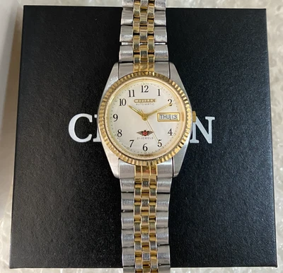 Montre-bracelet vintage Citizen Eagle 7 automatique cadran blanc taille garçon - Photo 1/4