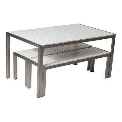 Pangea Home Breeze Juego de comedor de patio con marco de aluminio de 3 piezas en blanco Foto 1 de 4