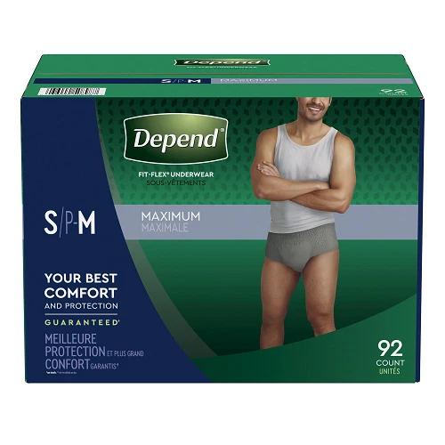 Depend Fit-Flex Underwear for Men Gray Small/Medium - Pack of 92
