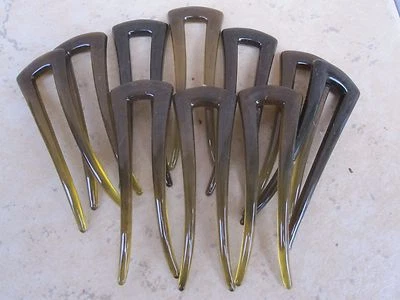 Lot of 10 Shell Square Top Chignon Hair Pins 3 1/4" made in USA Good Hair Days - Image 1 of 4