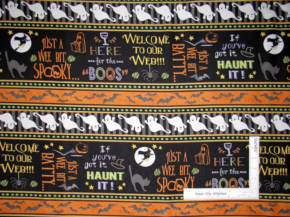 Wilmington Prints Here for The Boos Halloween Multi Repeating Stripe