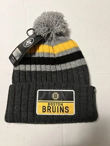 Men's '47 Gray Boston Bruins Stack Cuffed Knit Hat with Pom - Picture 1 of 5