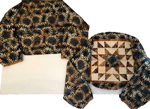 Handmade USA NEW M Shrug Batik Quilted Cotton Patchwork Sunflower Boho Bolero - Picture 1 of 5