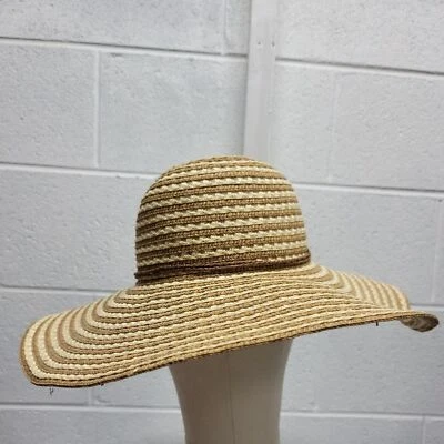 Sombrero de sol para mujer beige y tostado con envoltura natural con lazo. Foto 1 de 4