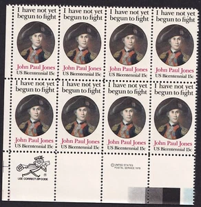 Scott #1789 John Paul Jones (UVA) Zip Block of 8 Stamps - MNH LL - Picture 1 of 1