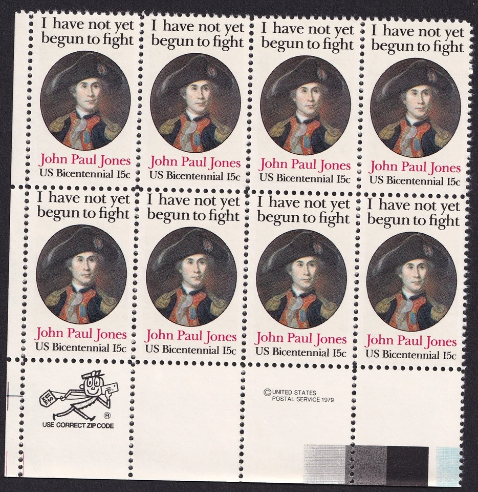 Scott #1789 John Paul Jones (UVA) Zip Block of 8 Stamps - MNH LL - Image 1 of 1