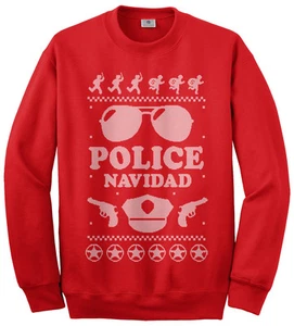 Threadrock Herren Police Navidad Ugly Christmas Sweater Sweatshirt Feliz lustig - Bild 1 von 6