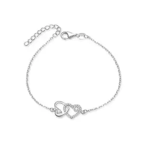 Sterling Silver Cubic Zirconia Locking Hearts Bracelet - Picture 1 of 7