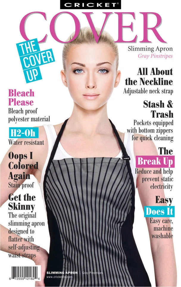 Cricket Cover Slimming Apron Gray Pinstripes Hair Stylist Apron - Image 1 of 1