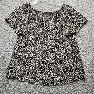 Vince Camuto Blouse Womens Size Medium Leopard Cheetah Print Sheer Flowy Top - Picture 1 of 7