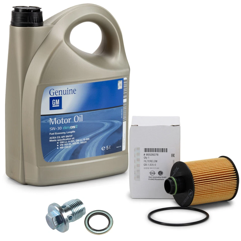 5L ORIGINAL GM Opel Motoröl 5W30 Dexos2 + Ölfilter 95528278 + Schraube 2.0 CDTI - Bild 1 von 3