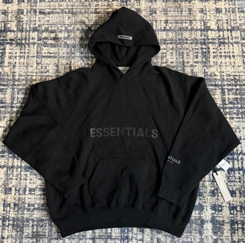 Felpa con cappuccio Fear Of God Essentials nera taglia XL FOG nuova con etichetta