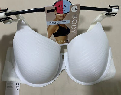 ex M&S BODY SHAPE DEFINE UNDERWIRED NATURAL UPLIFT FULLCUP Bra In WHITE Size 40C