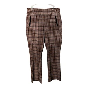 Cato Dress Pants Womens Size 12 Brown Plaid Check Stretch Pockets Flared Leg - Picture 1 of 5