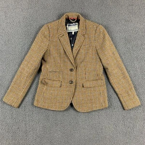 Chaqueta Blazer Mujer JOULES UK 12 Marrón Tweed 100% Lana Pata de Gallo Cuadros - Imagen 1 de 12