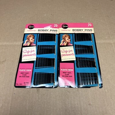 Vintage Hair Bobby Pins Wil-Hold Rubber Tip Black Double Coated 120 Total - Image 1 of 4