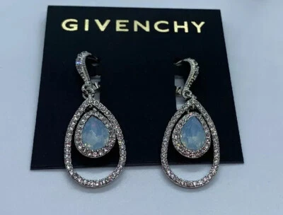 $48 Givenchy silver  tone crystal &  blue orbital large drop earrings A30 - Image 1 of 4