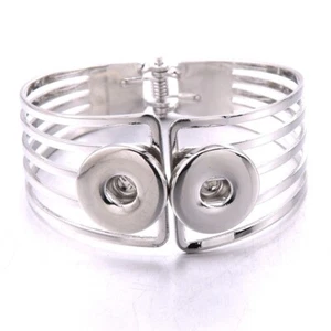 Women Bracelet 18mm Snap Button Fits Snaps Jewelry Bangle Silver Fashion Charms - Picture 1 of 24