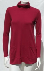 J JILL Perfect Pima Soft Cotton Turtleneck Tunic Top Long Sleeves Red sz US XS S - Picture 1 of 6