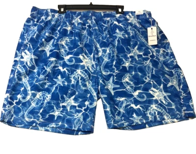 ROUNDTREE & YORKE Caribbean Men Swimsuit Board Shorts Blue Seahorse 4XB 4XL NWT - Image 1 of 4