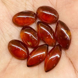 Lotto 8 pezzi granato di hessonite naturale 14-18,5 mm mix gemme cabochon sfuse non trattate - Foto 1 di 9