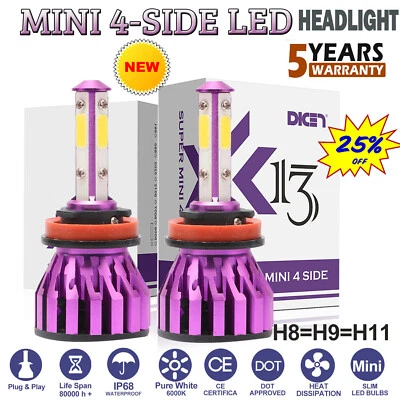 For Nissan Altima 4-Side LED KIT H11 H8 H9 Headlight Bulbs 600W 60000lm 6000K  - Image 1 of 4