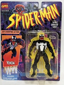 1995 Toy Biz Marvel VENOM JAW Chomping Action Figure Animated Series Sealed LOOK - Picture 1 of 4